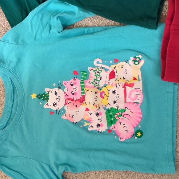 Children's Place Christmas Cat Long Sleeve Shirts and Red Leggings Bundle - Picture 3 of 8